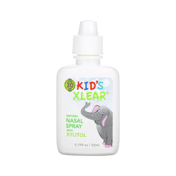 Xlear Kids Natural Saline Nasal Spray with Xylitol bottle label