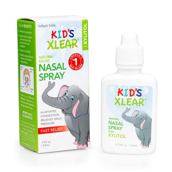 Xlear Kids Natural Saline Nasal Spray with Xylitol Box Label