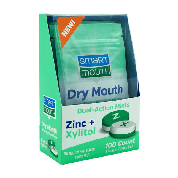 SmartMouth Dry Mouth Dual Action Mints right side packaging