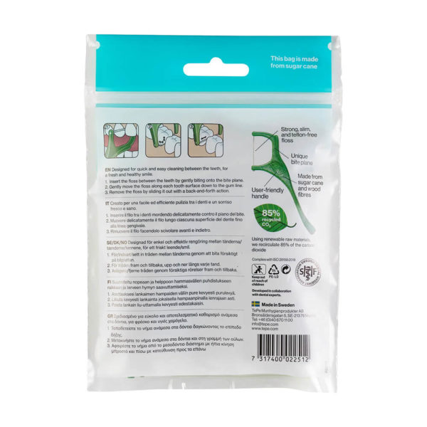 TePe GOOD Mini Flosser rear package labeling