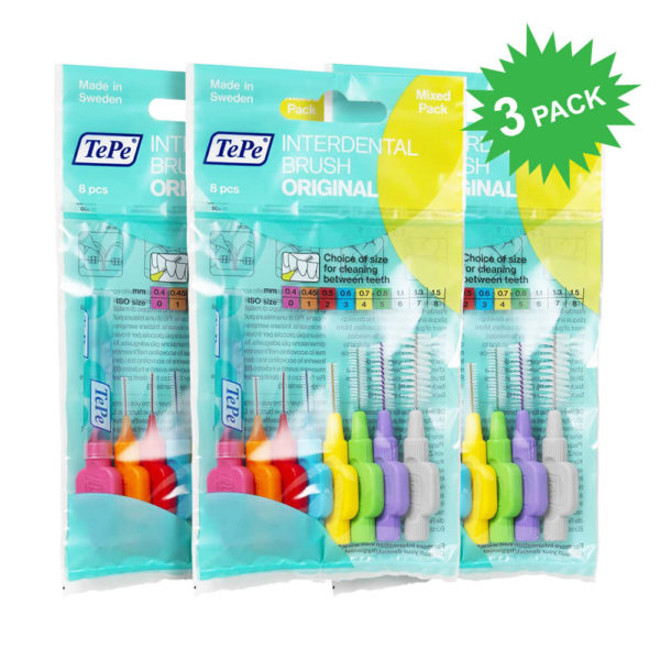 TePe Original Interdental Brushes Mixed Pack ISO 0.4 to1.3 mm (3 Pack)