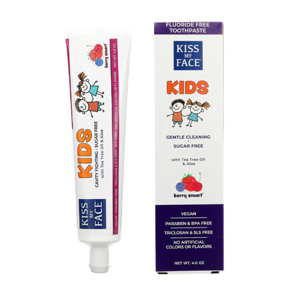 Kiss My Face Kids Berry Smart Fluoride-Free Gel Toothpaste tube and box