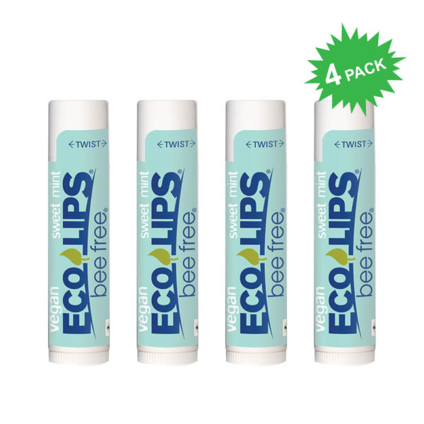 Eco Lips Bee Free Vegan Sweet Mint Lip Balm in 4 Pack