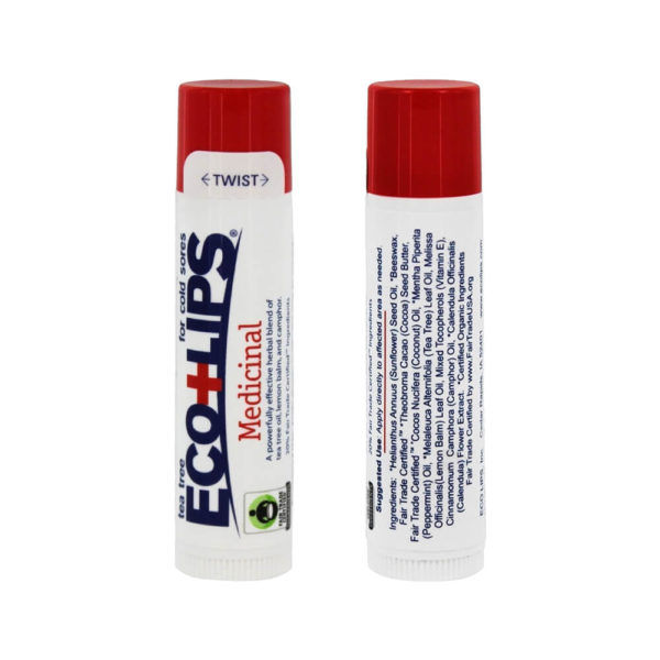 Eco Lips Medicinal Lip Balm tube packaging label