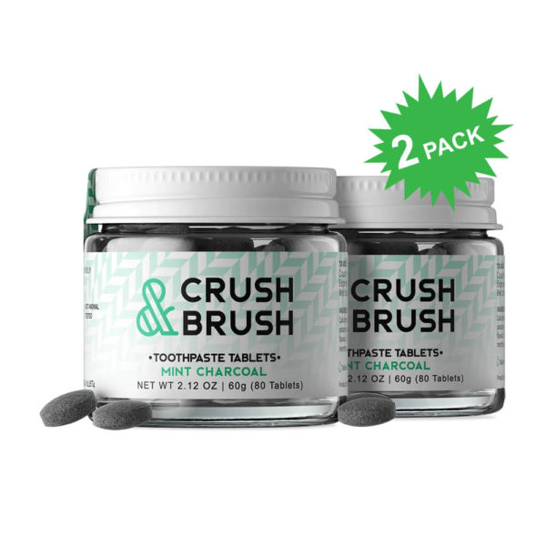 Crush & Brush Toothpaste Tablets Mint Charcoal Cruelty Free, Eco Product, Fluoride Free, Gluten Free, Natural, No Animal Testing, Toothcare, Toothpastes & Gels, Vegan