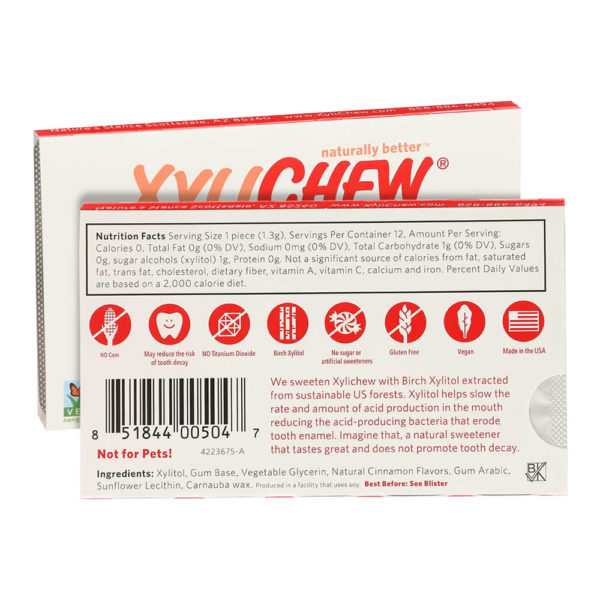 XyliChew Gum Cinnamon Flavor Blister Pack packaging label