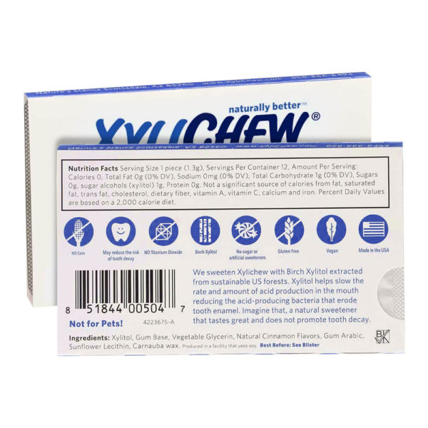 XyliChew Gum Ice Mint Flavor Blister Pack packaging label