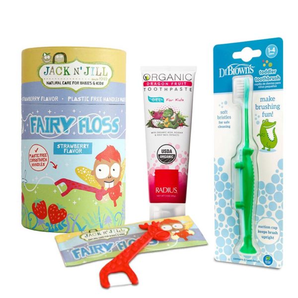 Crocodile Toothbrush, Mini Flossers & Dragonfruit Toothpaste