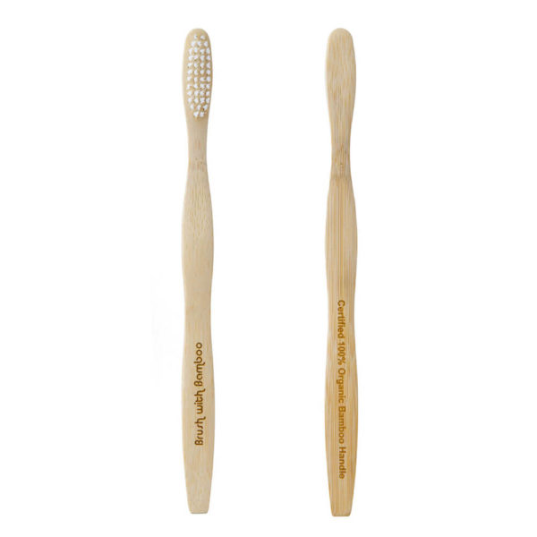 Brush with Bamboo Toothbrush for Adult plant-based bristles and bamboo handle