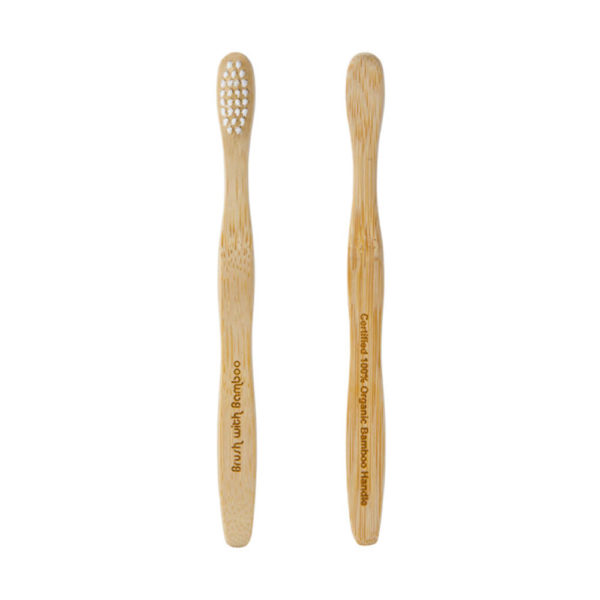 Brush with Bamboo Toothbrush for Kids plant-based bristles and smaller bamboo handle