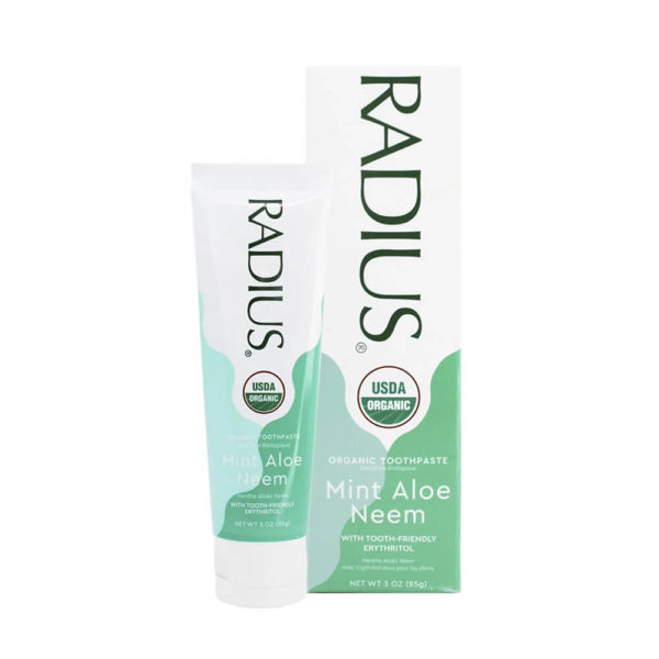 RADIUS USDA Organic Mint Aloe Neem Toothpaste packaging