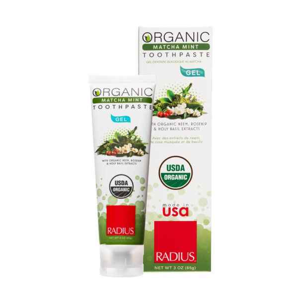 RADIUS USDA Organic Matcha Mint Toothpaste packaging