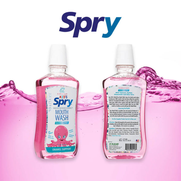 Spry Kid’s Mouthwash - Bubblegum Flavor front and back label