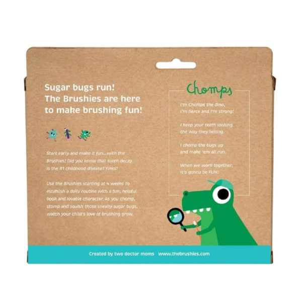 The Brushies Book + Chomps the Dino Toothbrush set rear box view