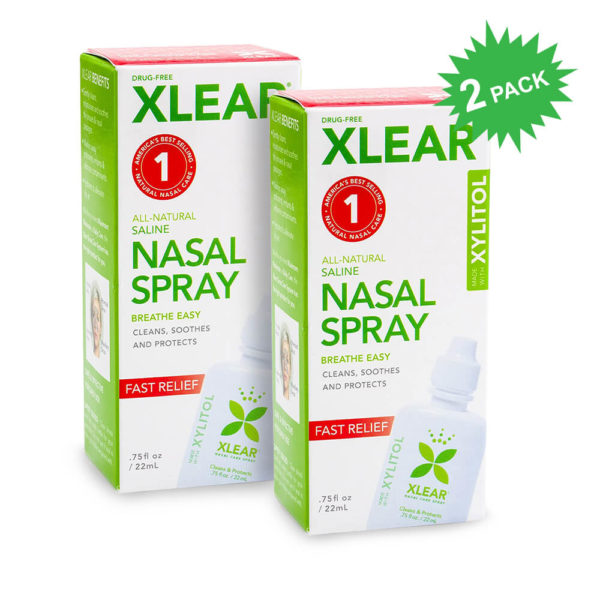 Xlear Natural Saline Nasal Spray with Xylitol 9.75oz 2-Pack