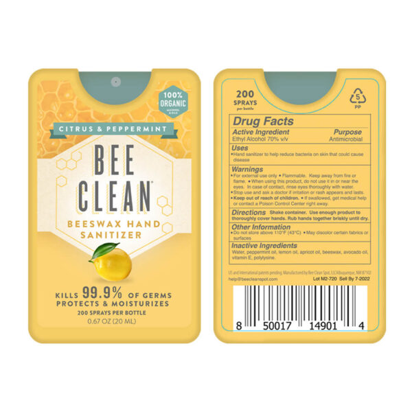 Bee Clean Citrus and Peppermint Organic Hand Sanitizers