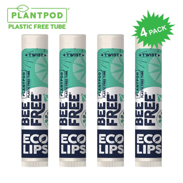 New Eco Lips Bee Free Vegan Sweet Mint Lip Balm in 4 Pack