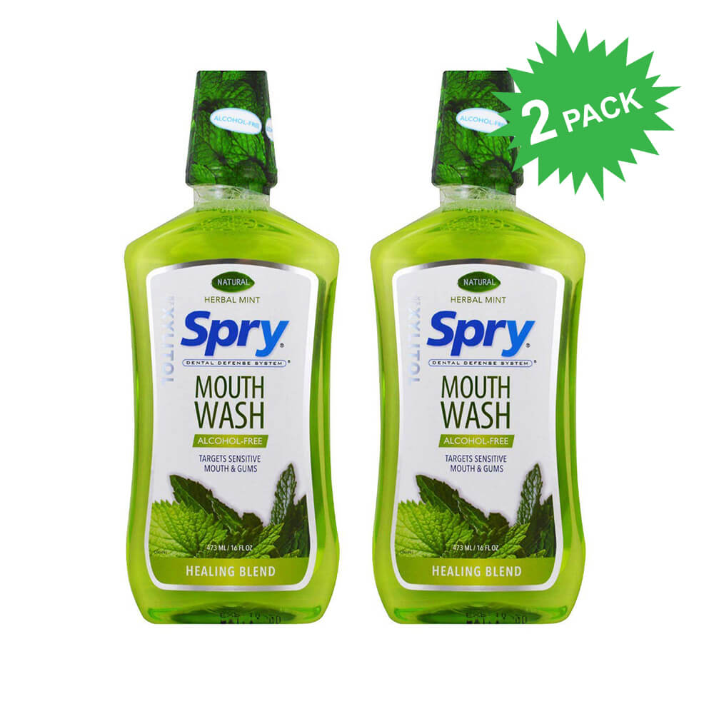 Spry AlcoholFree Mouthwash, 16 oz bottles, Herbal Mint, choose single