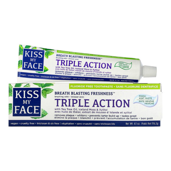 Kiss My Face Triple Action Herbal Mint Gel Toothpaste Tube