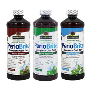 Nature's Answer PerioBrite Mouthwash in three different flavors