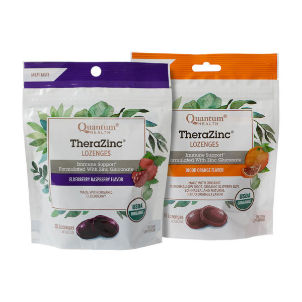 Quantum Health TheraZinc USDA Organic Lozenges (Elderberry Raspberry and Blood Orange Flavors)