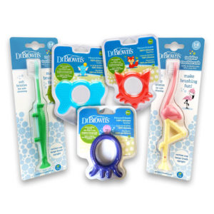 Dr. Brown's Toddler Flamingo and Crocodile Design Toothbrush Bundle with Flexees Friends Teether Variations