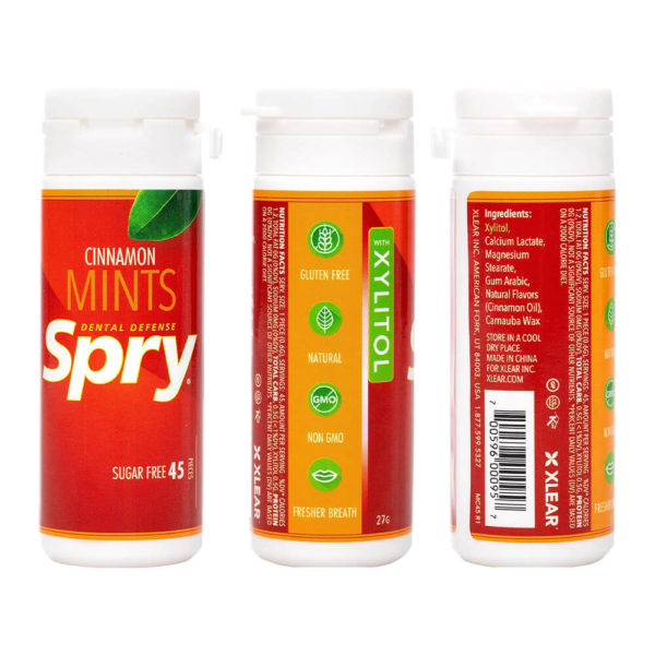 Spry Dental Defense Sugar Free Cinnamon Mints Nutrition Facts and Ingredients